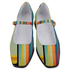 Colorful Rainbow Striped Pattern Stripes Background Women s Mary Jane Shoes