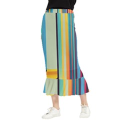 Colorful Rainbow Striped Pattern Stripes Background Maxi Fishtail Chiffon Skirt