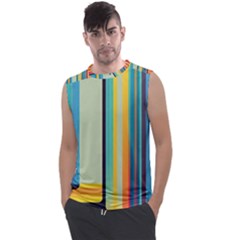 Colorful Rainbow Striped Pattern Stripes Background Men s Regular Tank Top