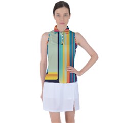 Colorful Rainbow Striped Pattern Stripes Background Women s Sleeveless Polo T-shirt