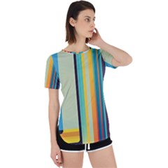 Colorful Rainbow Striped Pattern Stripes Background Perpetual Short Sleeve T-shirt