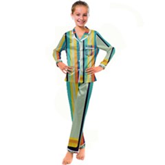 Colorful Rainbow Striped Pattern Stripes Background Kids  Satin Long Sleeve Pajamas Set