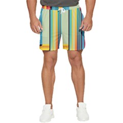 Colorful Rainbow Striped Pattern Stripes Background Men s Runner Shorts