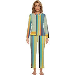 Colorful Rainbow Striped Pattern Stripes Background Womens  Long Sleeve Lightweight Pajamas Set