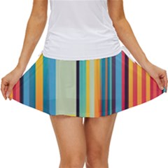 Colorful Rainbow Striped Pattern Stripes Background Women s Skort