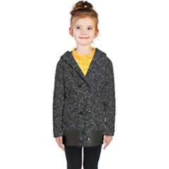 Midnight Blossom Elegance Black Backgrond Kids  Double Breasted Button Coat by dflcprintsclothing