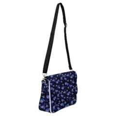 Stylized Floral Intricate Pattern Design Black Backgrond Shoulder Bag With Back Zipper by dflcprintsclothing
