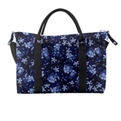 Stylized Floral Intricate Pattern Design Black Backgrond Carry-on Travel Shoulder Bag by dflcprintsclothing