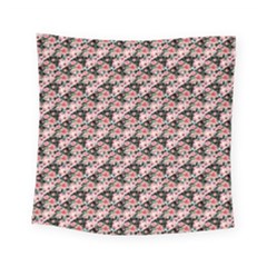 Pink Roses 02 Pink Roses 01 Square Tapestry (small) by DinkovaArt