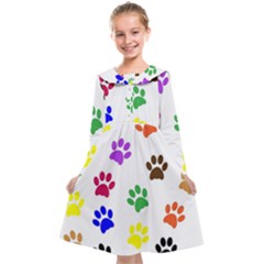 Pawprints Paw Prints Paw Animal Kids  Midi Sailor Dress