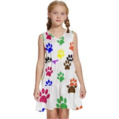 Pawprints Paw Prints Paw Animal Kids  Sleeveless Tiered Mini Dress