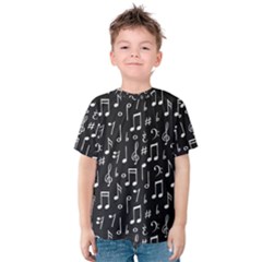 Chalk Music Notes Signs Seamless Pattern Kids  Cotton T-shirt