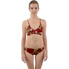 Mistletoe Christmas Texture Advent Wrap Around Bikini Set by Hannah976