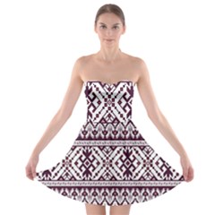 Illustration Ukrainian Folk Seamless Pattern Ornament Strapless Bra Top Dress