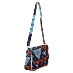 Fractal Triangle Geometric Abstract Pattern Shoulder Bag With Back Zipper by Cemarart