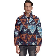 Fractal Triangle Geometric Abstract Pattern Men s Puffer Bubble Jacket Coat