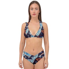 Fractal Triangle Geometric Abstract Pattern Double Strap Halter Bikini Set