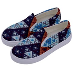 Fractal Triangle Geometric Abstract Pattern Kids  Canvas Slip Ons