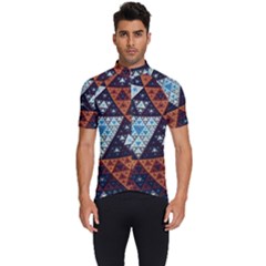 Fractal Triangle Geometric Abstract Pattern Men s Short Sleeve Cycling Jersey