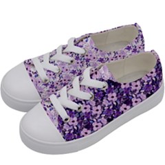 Purple Flowers 001 Purple Flowers 02 Kids  Low Top Canvas Sneakers