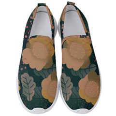 Flower Patterns Pattern Beige Green Men s Slip On Sneakers