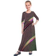 Texture Abstract Curve  Pattern Red Kids  Quarter Sleeve Maxi Dress by Proyonanggan