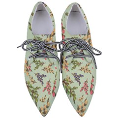 Berries Flowers Pattern Print Pointed Oxford Shoes