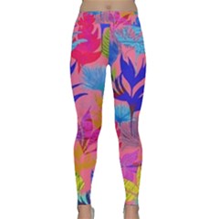 Pink And Blue Floral Classic Yoga Leggings