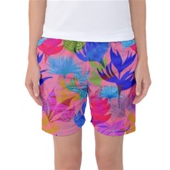 Pink And Blue Floral Women s Basketball Shorts