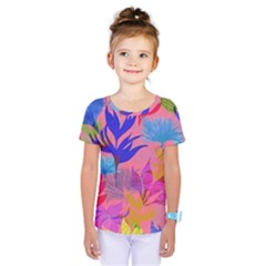 Pink And Blue Floral Kids  One Piece T-shirt