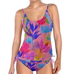 Pink And Blue Floral Tankini Set