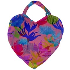 Pink And Blue Floral Giant Heart Shaped Tote