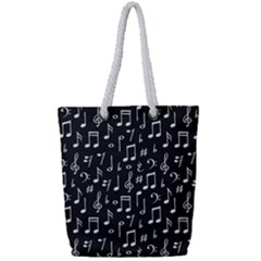 Chalk Music Notes Signs Seamless Pattern Full Print Rope Handle Tote (small)
