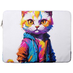 Wild Cat 17  Vertical Laptop Sleeve Case With Pocket by Sosodesigns19