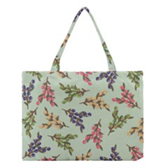 Berries Flowers Pattern Print Medium Tote Bag