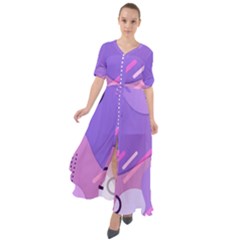 Colorful Labstract Wallpaper Theme Waist Tie Boho Maxi Dress
