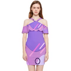 Colorful Labstract Wallpaper Theme Shoulder Frill Bodycon Summer Dress by Apen