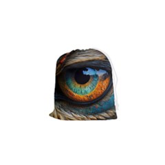 Eye Bird Feathers Vibrant Drawstring Pouch (xs) by Hannah976