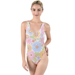 Pattern Background Vintage Floral High Leg Strappy Swimsuit