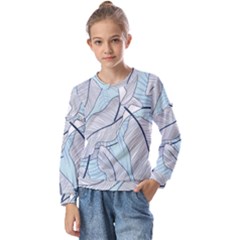 Tropical Flower Seamless Pattern Kids  Long Sleeve T-shirt With Frill 