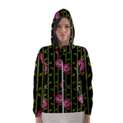Abstract Rose Garden Women s Hooded Windbreaker