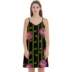 Abstract Rose Garden Mini Camis Dress With Pockets