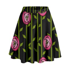 Abstract Rose Garden High Waist Skirt