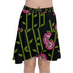 Abstract Rose Garden Chiffon Wrap Front Skirt