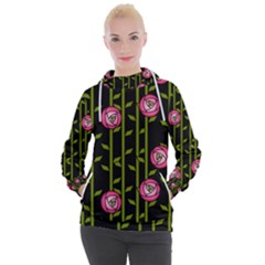 Abstract Rose Garden Women s Hooded Pullover
