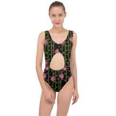 Abstract Rose Garden Center Cut Out Swimsuit