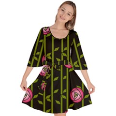 Abstract Rose Garden Velour Kimono Dress