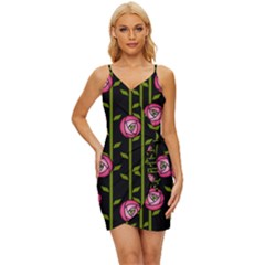 Abstract Rose Garden Wrap Tie Front Dress