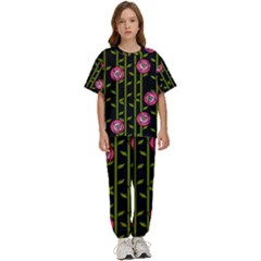Abstract Rose Garden Kids  T-shirt And Pants Sports Set