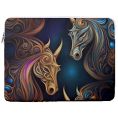 Pattern With Horses 17  Vertical Laptop Sleeve Case With Pocket by 2607694a